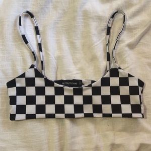 PRETTYLITTLETHING CHECKERED BIKINI TOP Size SM